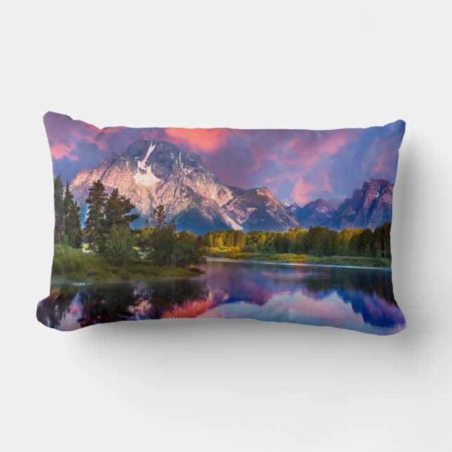 Sunrise at Oxbow Bend Lumbar Pillow (Front)