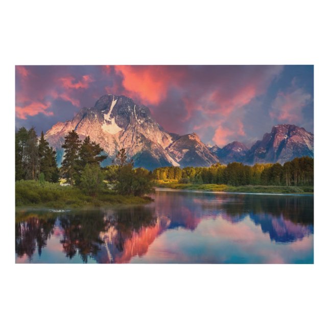 Sunrise at Oxbow Bend Wood Wall Art (Front)