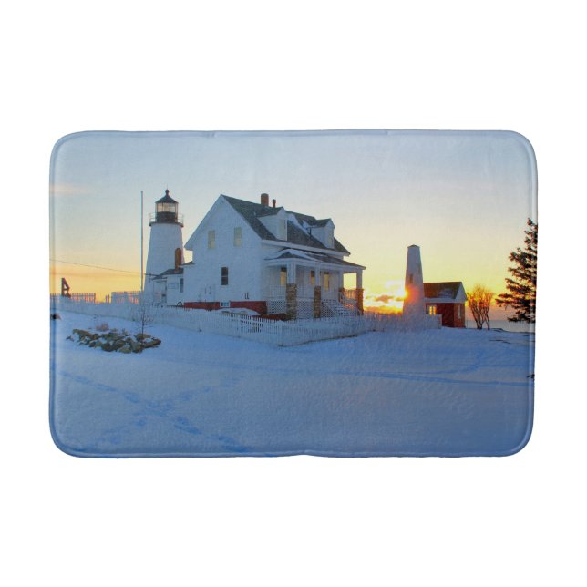 Sunrise at Pemaquid Point Lighthouse, Maine Bathroom Mat (Front)