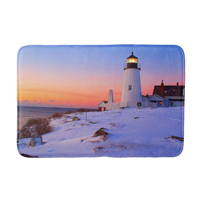 Sunrise at Pemaquid Point Lighthouse, Maine Bathroom Mat (Front)