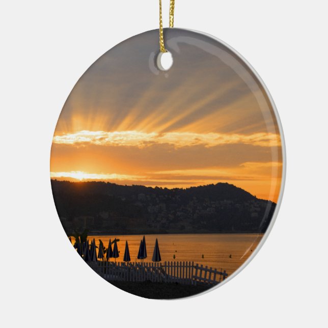 Sunrise At Promenade des Anglais Ceramic Ornament (Left)
