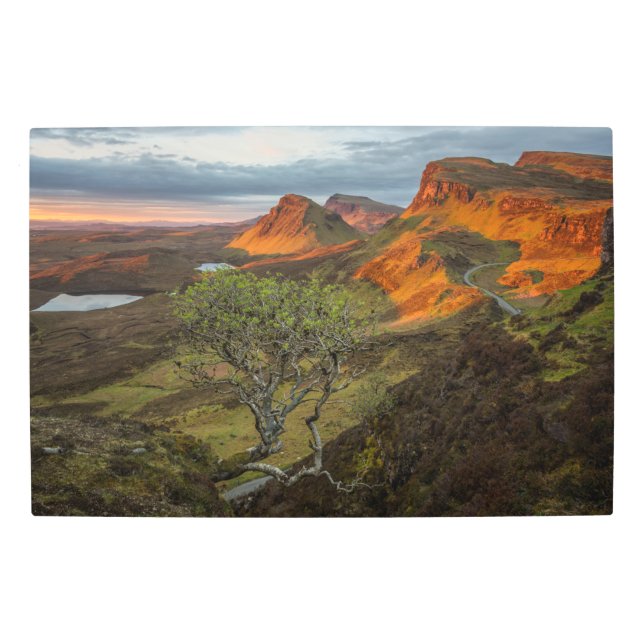 Sunrise at Quiraing mountains on Skye, Scotland Metal Print (Front)