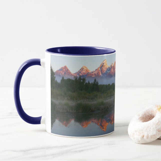Sunrise at Schwabacker Landing at Grand Teton Mug (With Donut)