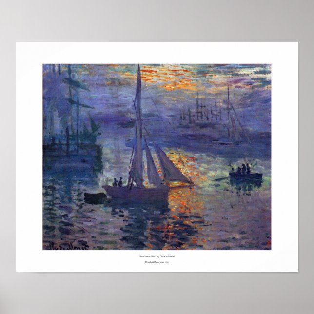 Sunrise at sea by Claude Monet impressionist art Poster (Front)