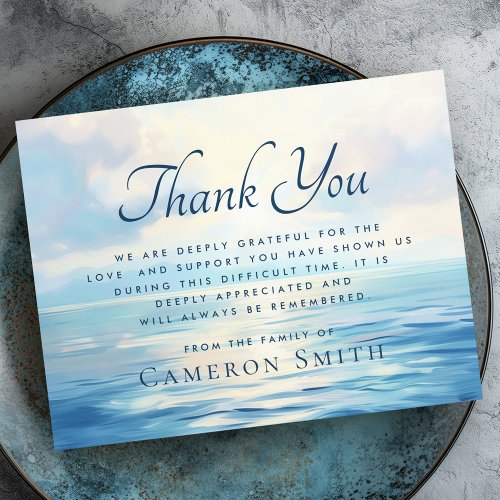 Sunrise at sea funeral sympathy thank you card