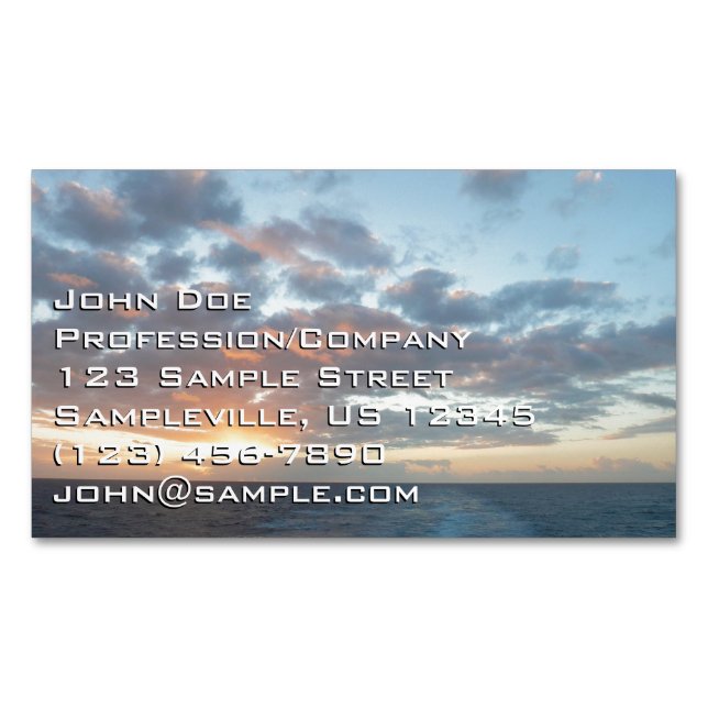Sunrise at Sea I Pastel Seascape Business Card Magnet (Front)