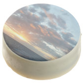 Sunrise at Sea I Pastel Seascape Chocolate Covered Oreo (Angled)