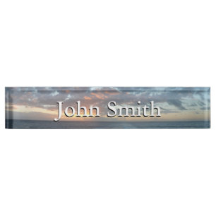 Sunrise at Sea I Pastel Seascape Desk Name Plate