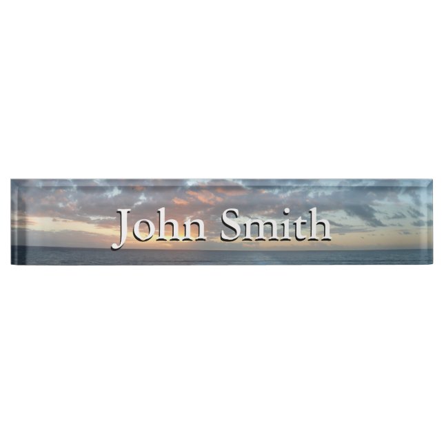 Sunrise at Sea I Pastel Seascape Desk Name Plate (Front)