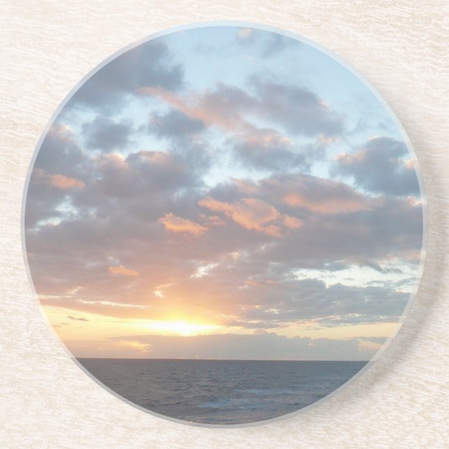 Sunrise at Sea I Pastel Seascape Drink Coaster (Front)