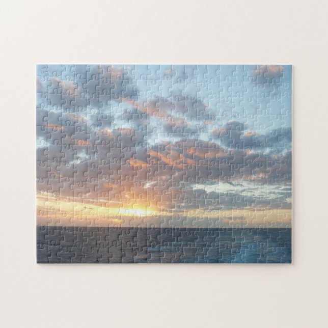 Sunrise at Sea I Pastel Seascape Jigsaw Puzzle (Horizontal)