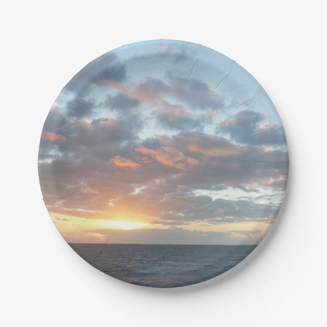 Sunrise at Sea I Pastel Seascape Paper Plates (Front)
