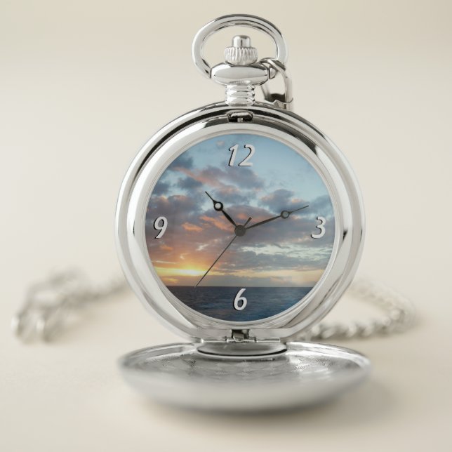Sunrise at Sea I Pastel Seascape Pocket Watch (Inside)