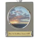 Sunrise at Sea I Pastel Seascape Silver Plated Banner Ornament