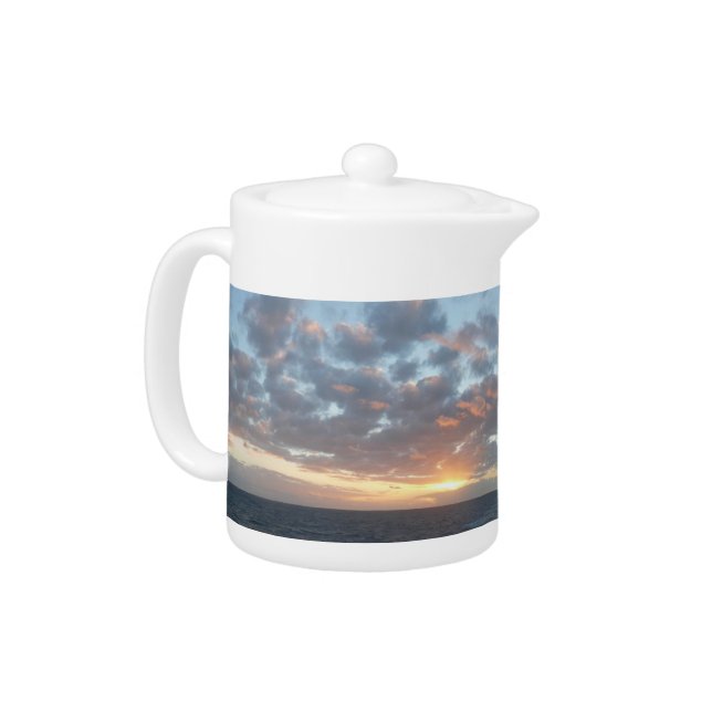 Sunrise at Sea I Pastel Seascape Teapot (Left)