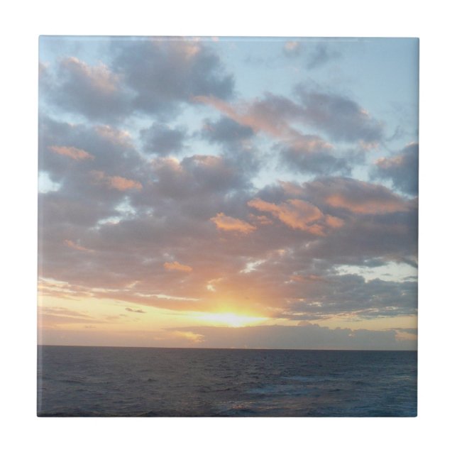 Sunrise at Sea I Pastel Seascape Tile (Front)