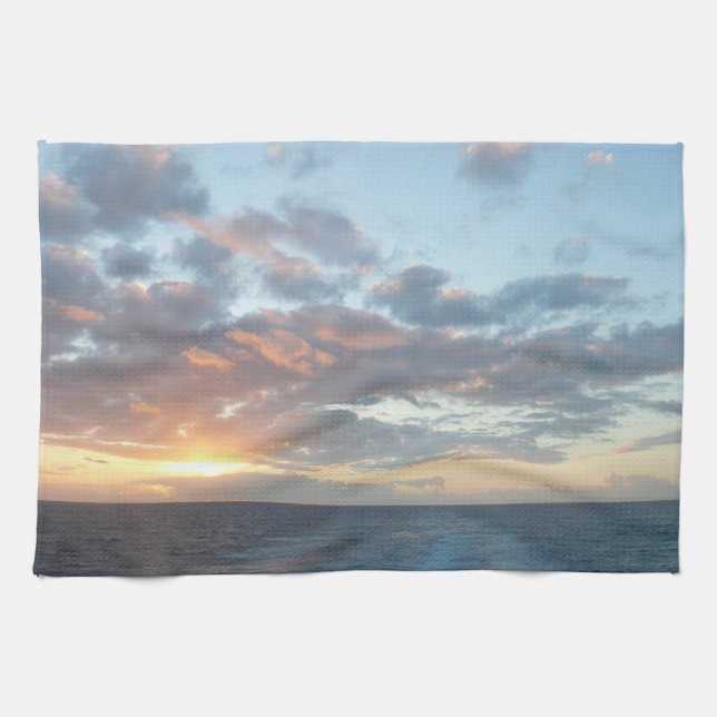 Sunrise at Sea I Pastel Seascape Towel (Horizontal)