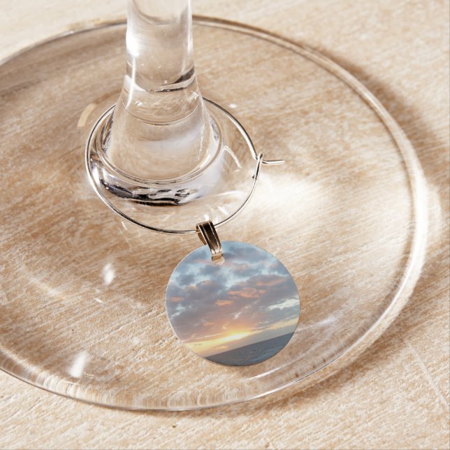 Sunrise at Sea I Pastel Seascape Wine Glass Charm (In Situ)