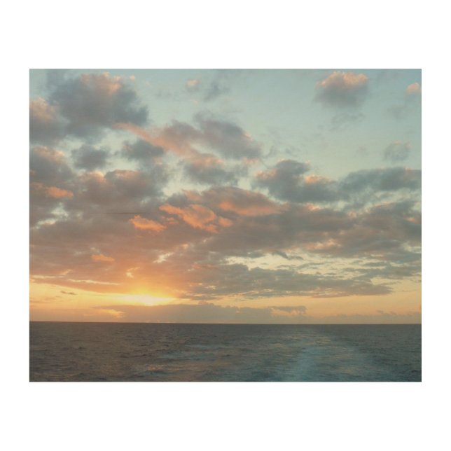 Sunrise at Sea I Pastel Seascape Wood Wall Art (Front)
