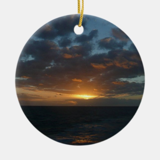 Sunrise at Sea II Ocean Seascape Ceramic Ornament (Front)