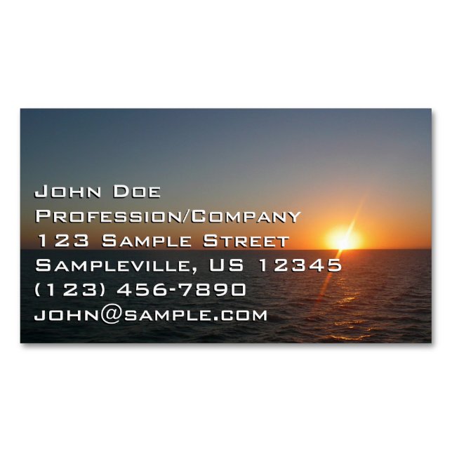 Sunrise at Sea III Ocean Horizon Seascape Business Card Magnet (Front)