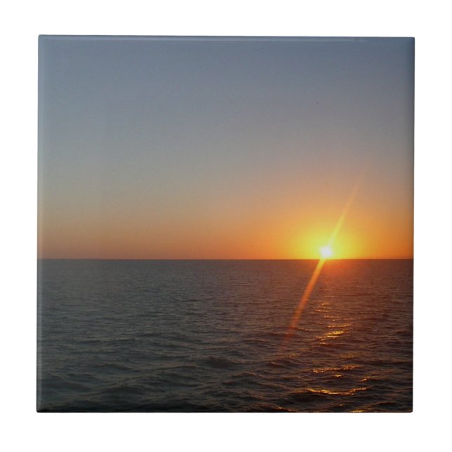 Sunrise at Sea III Ocean Horizon Seascape Ceramic Tile (Front)
