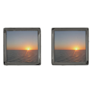 Sunrise at Sea III Ocean Horizon Seascape Cufflinks