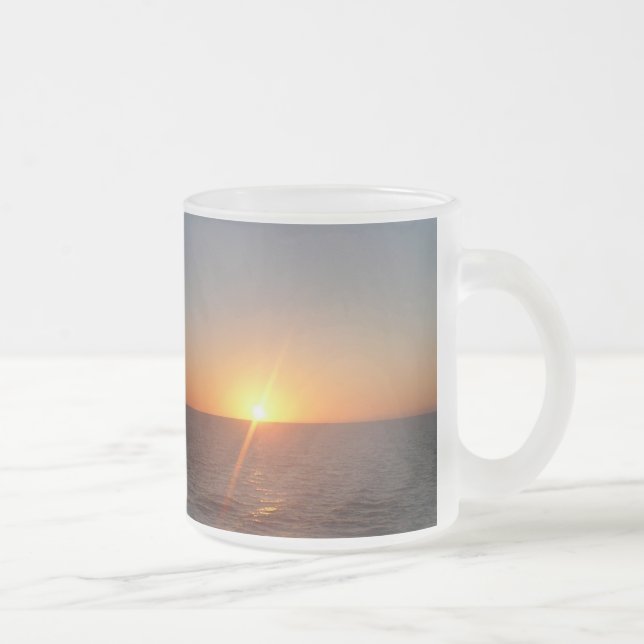 Sunrise at Sea III Ocean Horizon Seascape Frosted Glass Coffee Mug (Right)