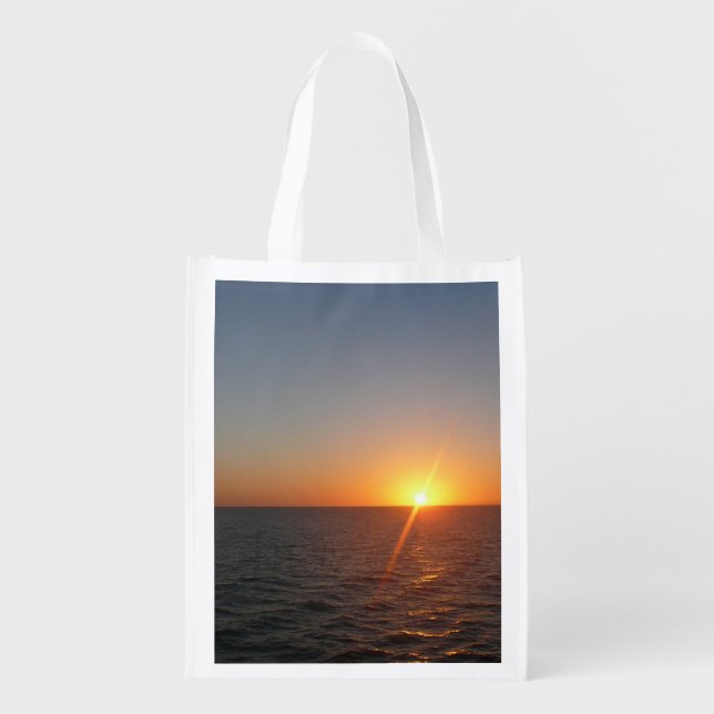 Sunrise at Sea III Ocean Horizon Seascape Grocery Bag (Front)