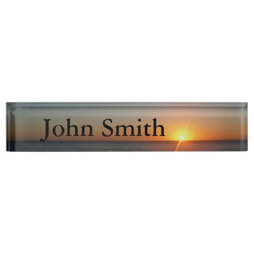 Sunrise at Sea III Ocean Horizon Seascape Name Plate