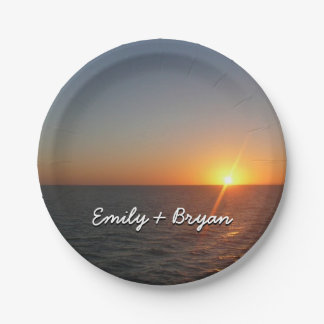 Sunrise at Sea III Ocean Horizon Seascape Paper Plates