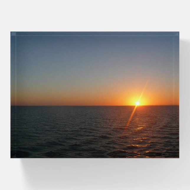 Sunrise at Sea III Ocean Horizon Seascape Paperweight (Front)