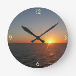Sunrise at Sea III Ocean Horizon Seascape Round Clock
