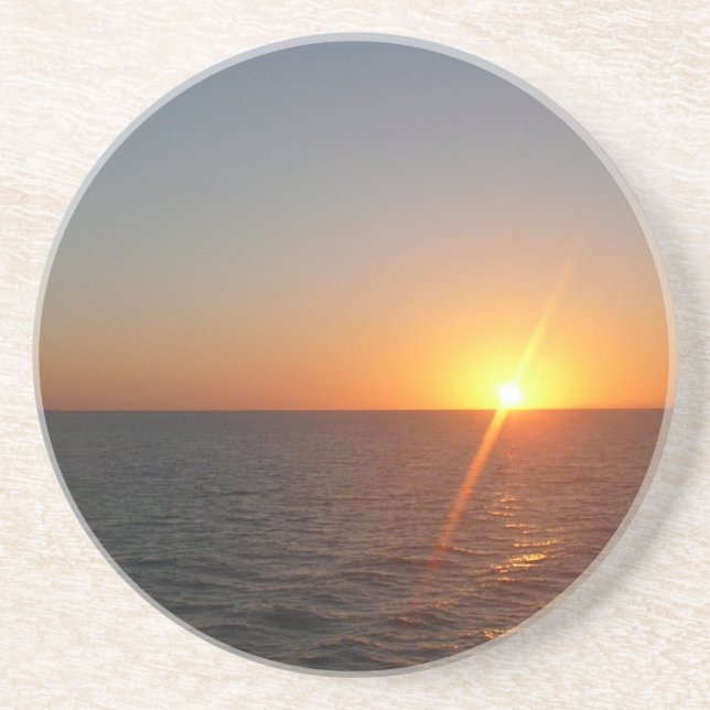 Sunrise at Sea III Ocean Horizon Seascape Sandstone Coaster (Front)