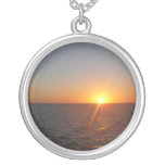 Sunrise at Sea III Ocean Horizon Seascape Silver Plated Necklace