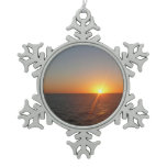 Sunrise at Sea III Ocean Horizon Seascape Snowflake Pewter Christmas Ornament