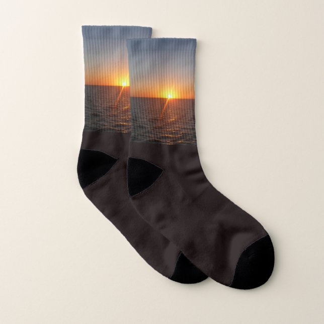 Sunrise at Sea III Ocean Horizon Seascape Socks (Pair)