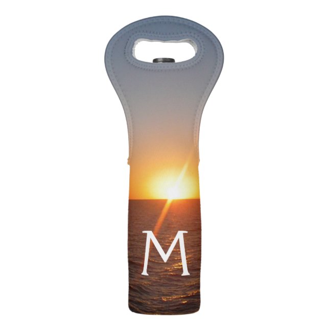 Sunrise at Sea III Ocean Horizon Seascape Wine Bag (Front)