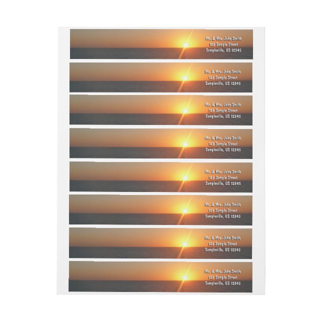 Sunrise at Sea III Ocean Horizon Seascape Wrap Around Label (Sheet)