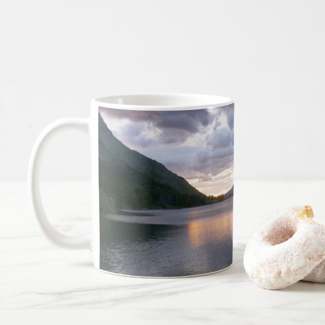 Sunrise at Swiftcurrent Lake I Coffee Mug (With Donut)
