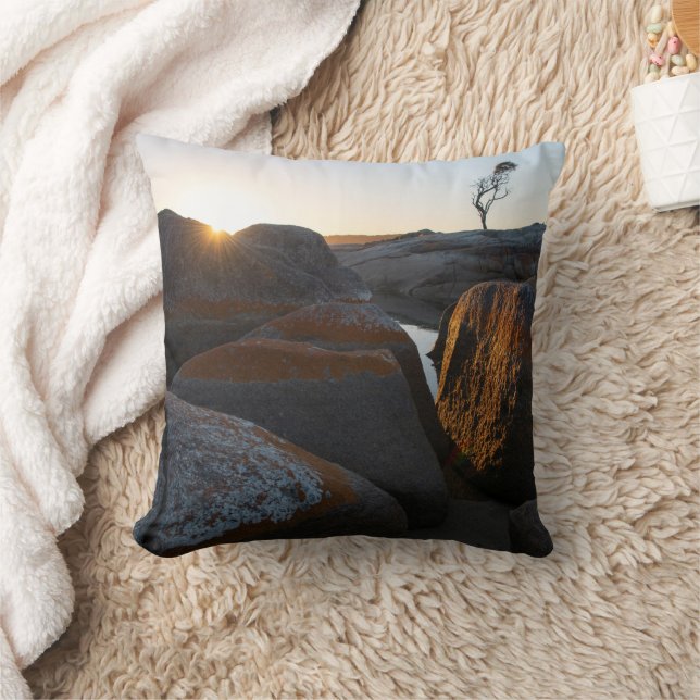 Sunrise at the Bay of Fires, Tasmania Throw Pillow (Blanket)