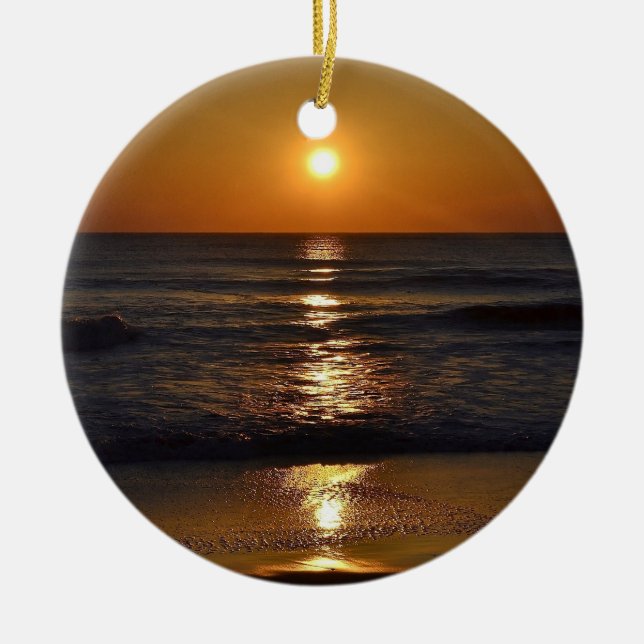 Sunrise at the Beach by Shirley Taylor Ceramic Ornament (Front)