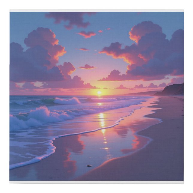 Sunrise at the Beach Faux Canvas Print (Front)
