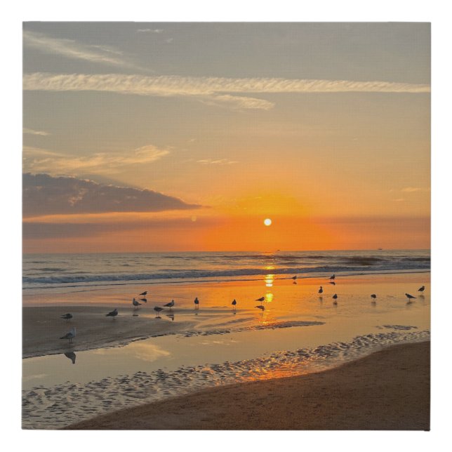 Sunrise at the beach on Canvas (Front)