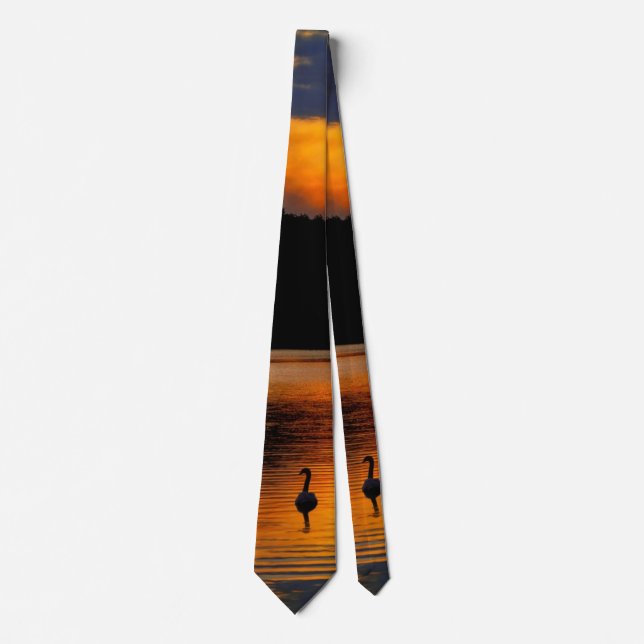 Sunrise at the lake, scenic photograph, neck tie (Front)