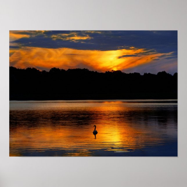 Sunrise at the lake, scenic photograph, poster (Front)