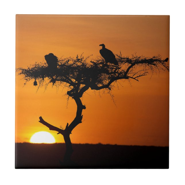 Sunrise at the Masai Mara, Kenya Ceramic Tile (Front)