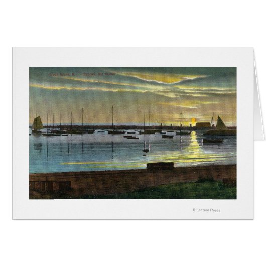 Sunrise at the Old Harbor Cards (Front Horizontal)