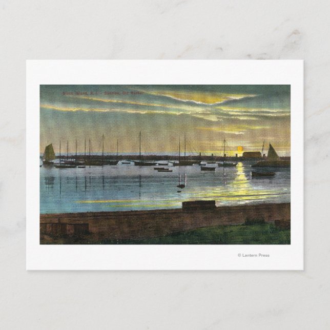 Sunrise at the Old Harbor Postcard (Front)