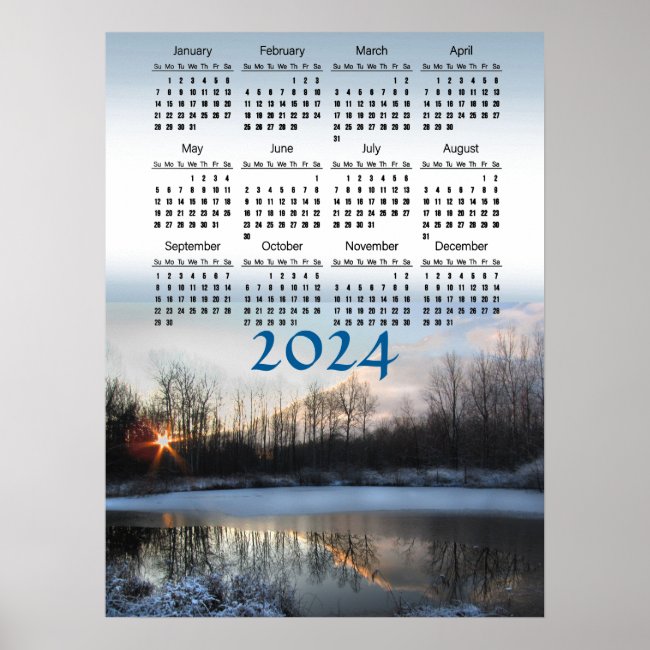 Sunrise at the Pond 2024 Calendar Poster